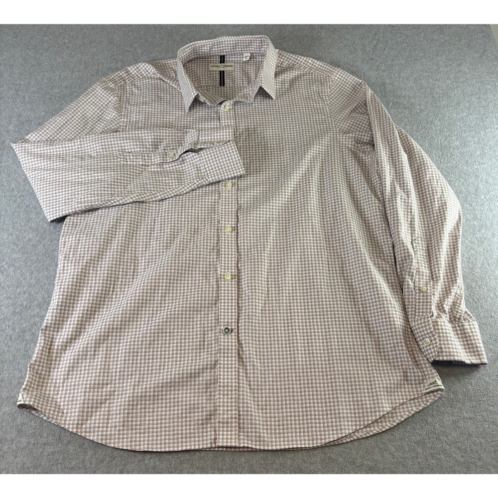Crosby & Howard Mens XL Tattersall Check Button Down Shirt Red Navy White
